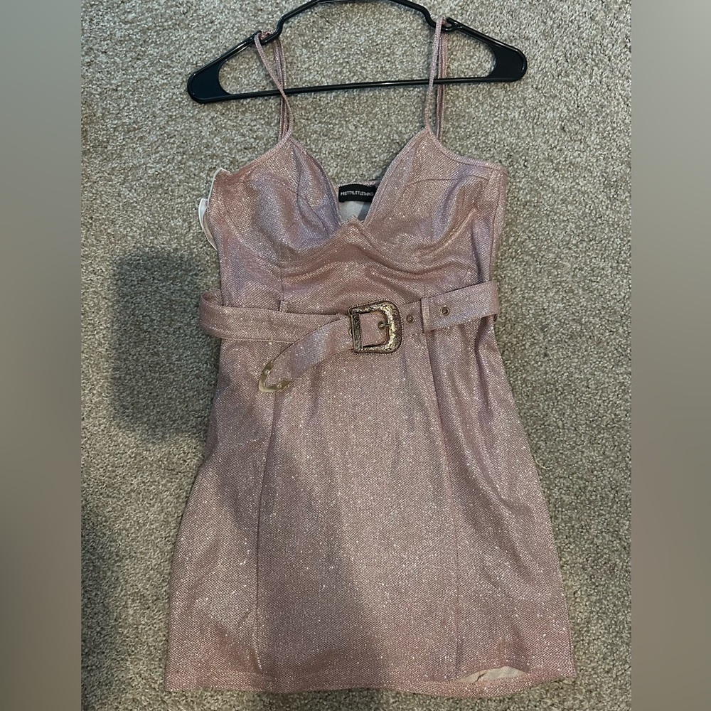 Pretty Little Thing Pink Sparkly Glitter Mini Dress